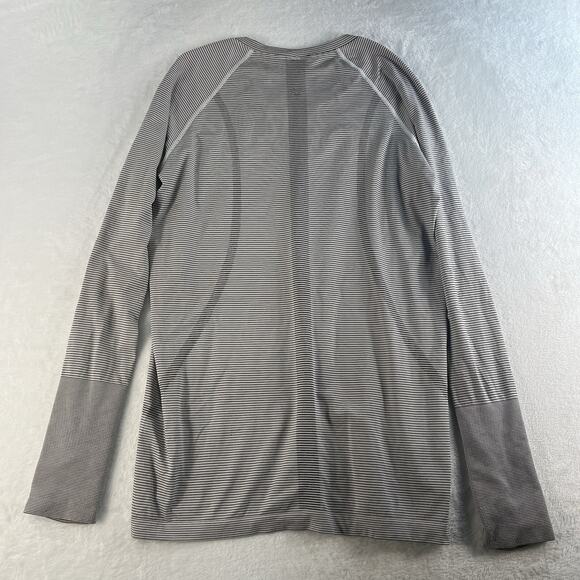 Lululemon Size 10 Run Swiftly Tech Long Sleeve Crew Tempo Stripe Black White - Picture 10 of 15